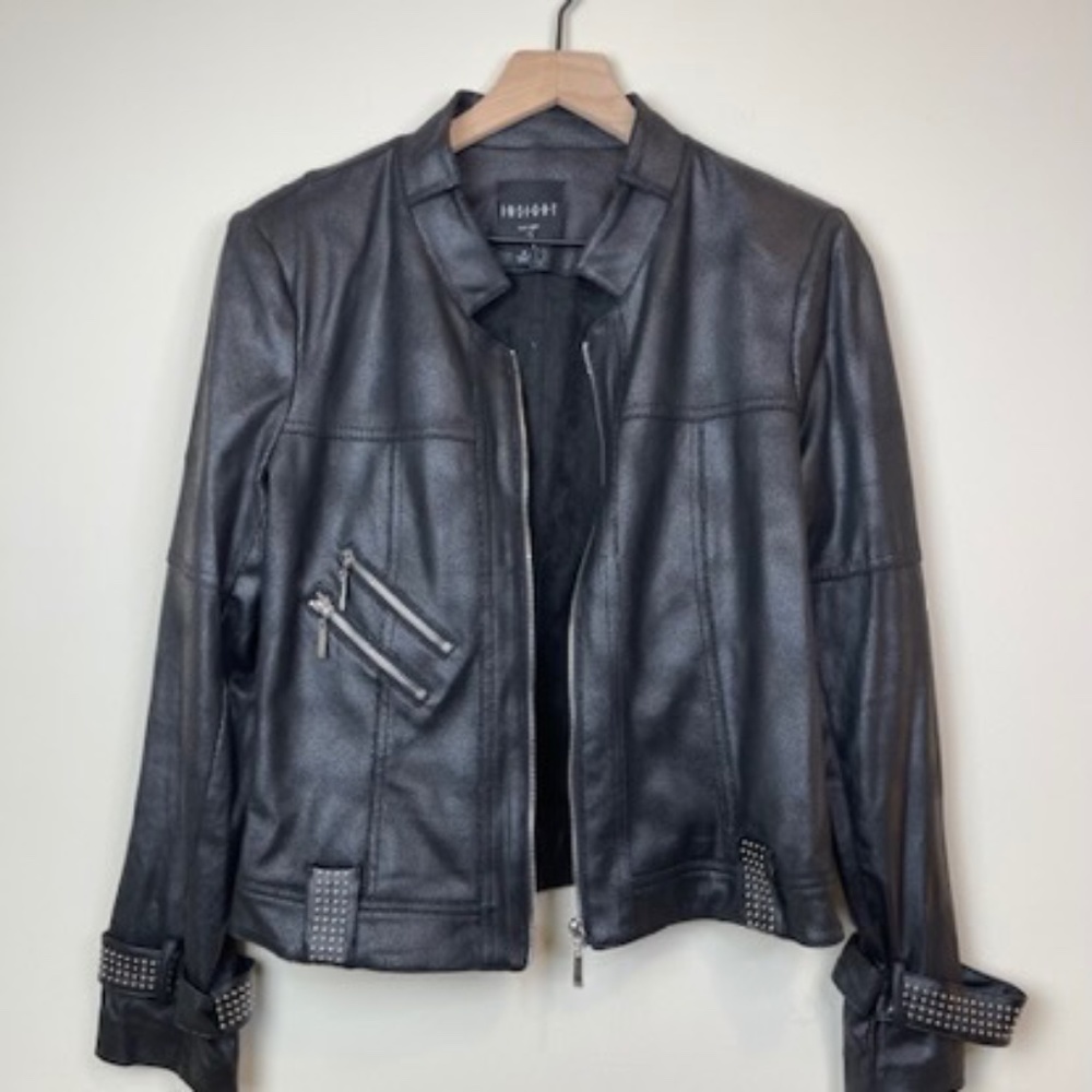 NWT INSIGHT New York Black Faux Leather Jacket Size 6
